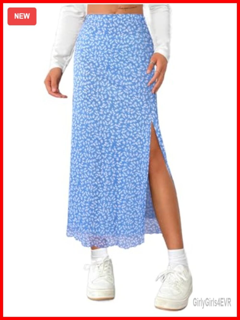 High Waisted Mesh Maxi Skirt Sexy Side Slit Floral Long Skirt